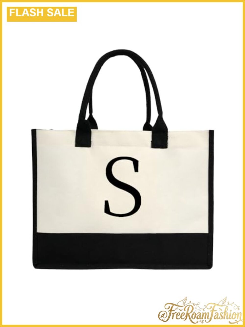 Personalized Initial Canvas Tote Bag Women Compact Purse